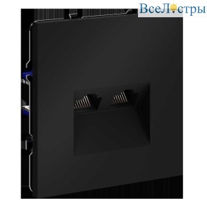 Розетка компьютерная встраиваемая Voltum S70 двойная RJ45+RJ45 кат.6, (черный матовый) VLS060208