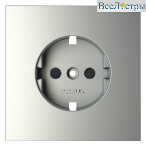 Накладка для розетки с заземлением и защитными шторками Voltum S70 (сталь) VLS000705