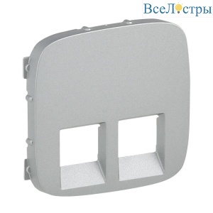 Лицевая панель Legrand Valena Allure розетки телефонной RJ-11/Ethernet RJ-45 алюминий 755427