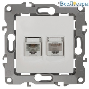 Розетка комбинированная RJ45+RJ11 Эра 12-3109-01 Б0018248