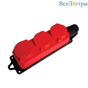 Розетка переносная тройная 2P+PE Stekker Одри с крышкой красный RST16-23-44-3 49401