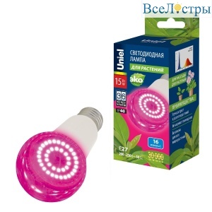 Лампа для растений Uniel LED-A60-15W/SPSB/E27/CL PLP30WH UL-00010107