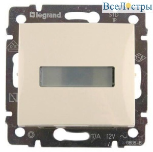 Выключатель кнопочный одноклавишный Legrand Valena 10A 12V с подсветкой держателем этикетки слоновая кость 774117