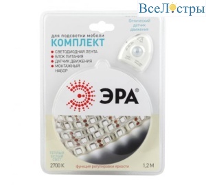 Светодиодная лента ЭРА 4,8W/m 30LED/m 2835SMD теплый белый 1,2M 2835move-4,8-30-12-2700-1,2m Б0043072