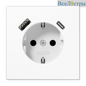 Розетка 2K+З USB Typ AC Jung LS1520-15CAWW