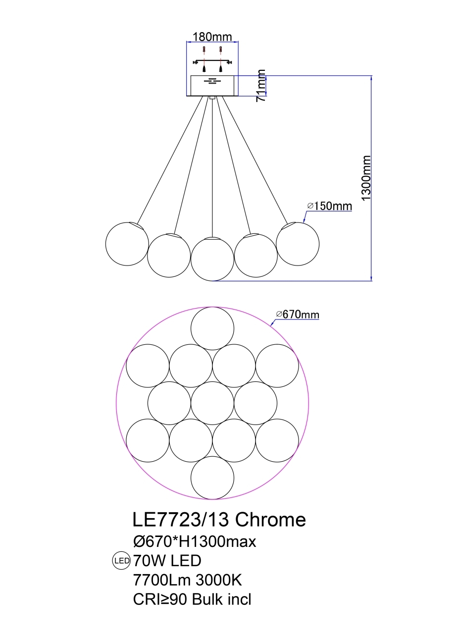 подвесная люстра molecule le7723/13 chrome