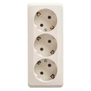 Розетка 3-ая с/з без шторок 16А 250B Systeme Electric Этюд наруж Крем PA16-011K