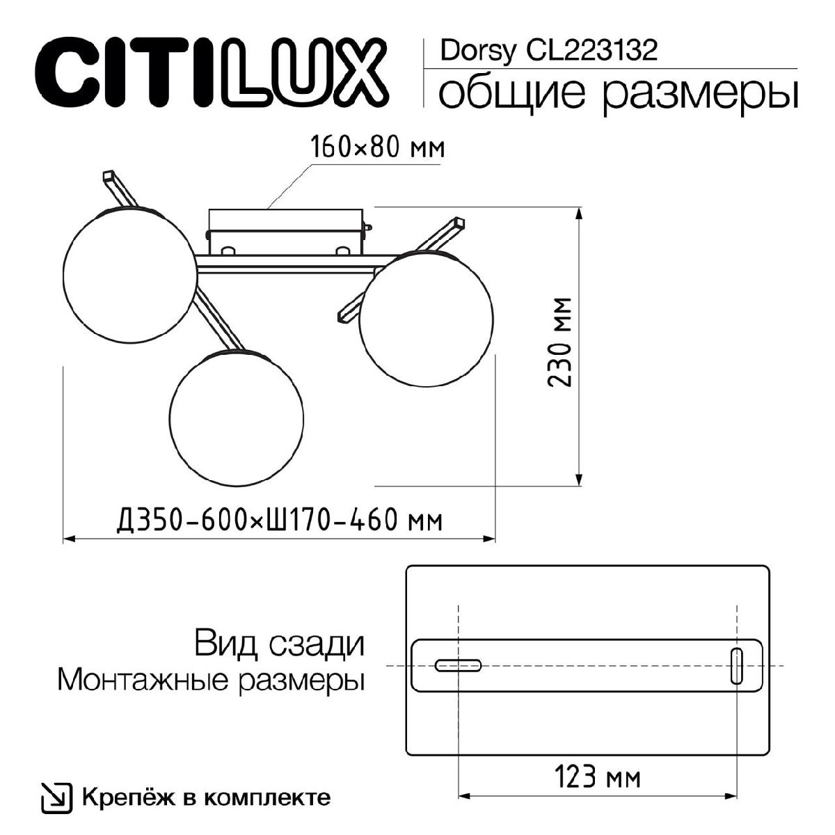 настенно-потолочный светильник citilux dorsy cl223132