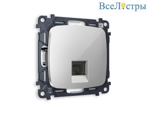 Комплект механизма телефонной розетки RJ-11(4P4C) со шторкой Ambrella Volt Omega MO412030