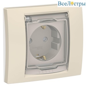 Розетка Schneider Electric Unica New с/з со шторками NU003744