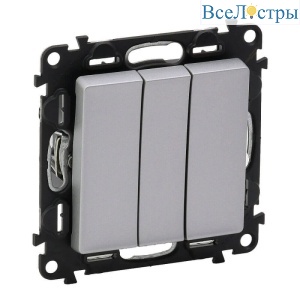 Выключатель трехклавишный Legrand Valena Life 10A 250V алюминий 752603