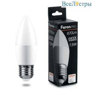 Лампа светодиодная Feron Pro E27 7,5W 6400K матовая LB-1307 38058