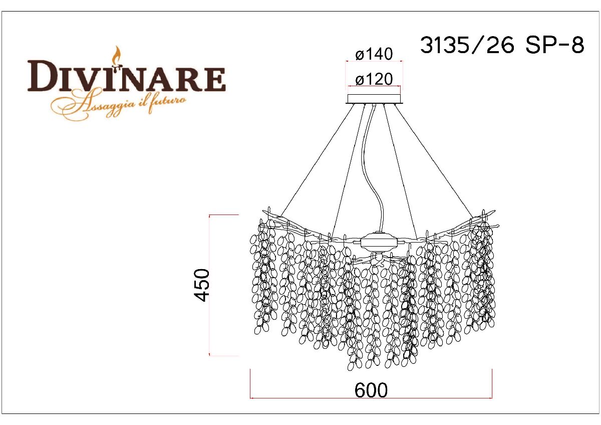 подвесная люстра divinare salice 3135/26 sp-8