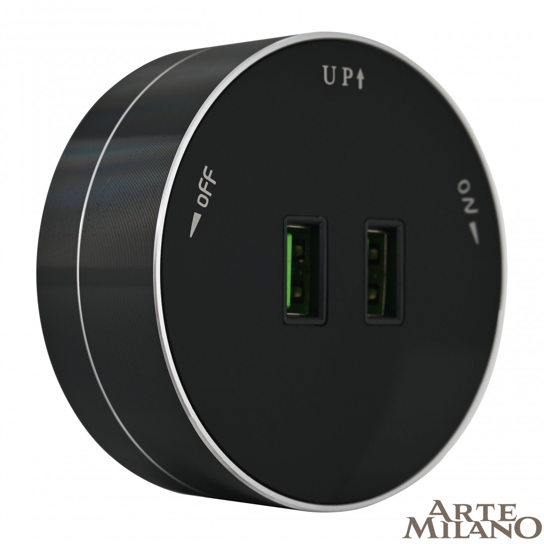 трековая розетка arte milano am-track-sockets 380011ts/usbx2 black