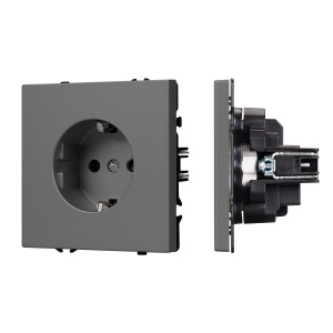 Розетка зк со шторками софт-тач серый базальт Arlight SCT-MEU-SFPL-GR (250V, 16A) 054279(1)