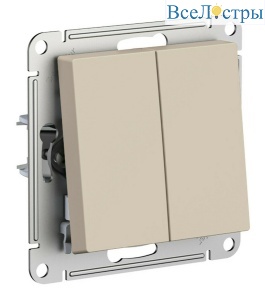 Переключатель 2-клавишный, сх.6/2, 10АХ, механизм Systeme Electric AtlasDesign Песочный ATN001265