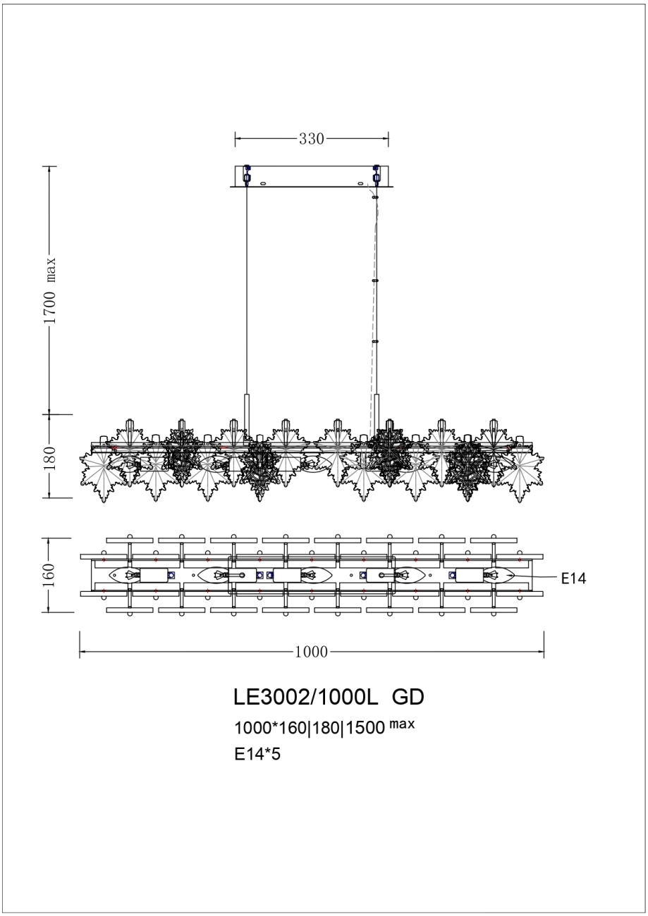 подвесная люстра erable le3002/1000l gd