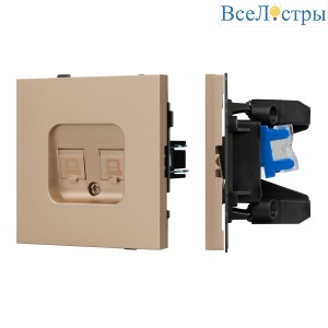 Механизм компьютерной розетки двойной Arlight SCT-TENDO-MPC2-PL-GD (RJ-45, CAT6) 054103