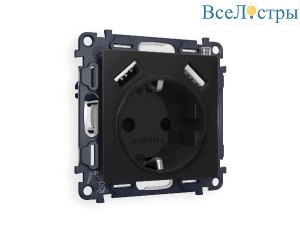 Комплект механизма розетки 2USB A+A 18W (быстрая зарядка) с/з Ambrella Volt Alfa MA809010