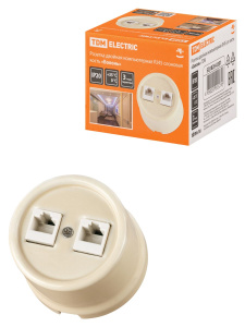 Розетка двойная компьютерная RJ45 сл. кость Болонь TDM Electric SQ1820-0351