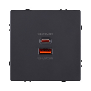 Розетка USB A+C 65W, черный матовый Kollinger Eclipse EC-024BK