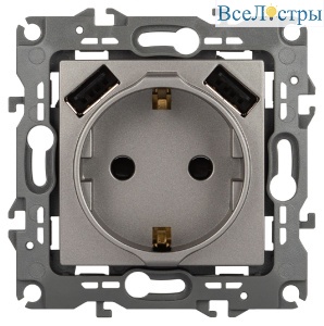 Розетка со шторами и 2 USB Эра 12-4109-16 Б0065729
