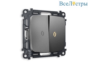 Комплект механизма 2-кл проходного выключателя с подсветкой Ambrella Volt Omega MO654030
