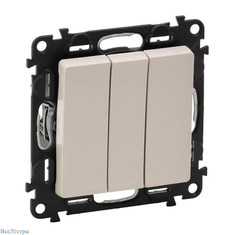 выключатель трехклавишный legrand valena life 10a 250v слоновая кость 752503