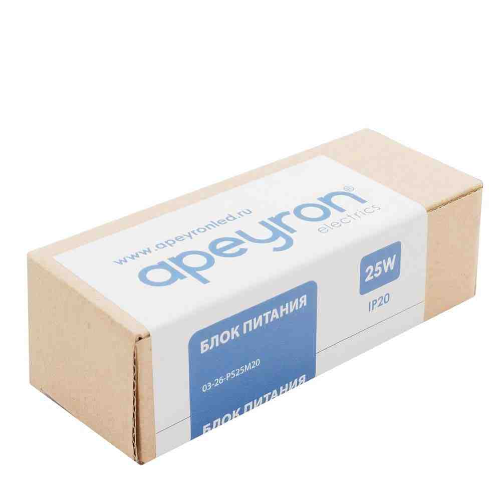 блок питания (слим) apeyron 25вт dc12в 2а ip20 03-26