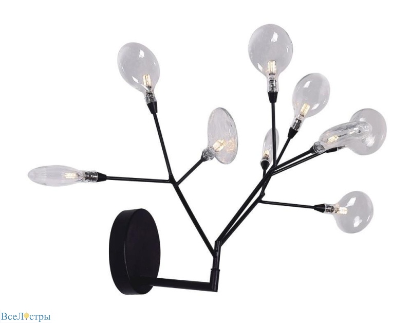 бра crystal lux evita ap9 black/transparent