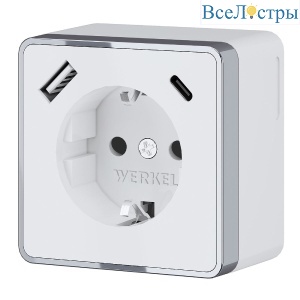 Розетка с заземлением, шторками и USB Werkel Gallant 4690389179594 W5071701 a057698