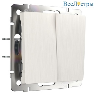 Выключатель двухклавишный проходной Werkel перламутровый рифленый W1122013 4690389160950