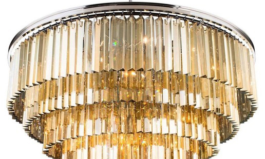 подвесная люстра delight collection 1920s odeon kr0387p-10a chrome/amber