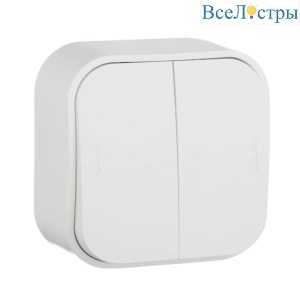Переключатель двухклавишный на 2 направления Legrand Quteo 10A 250V белый 782206