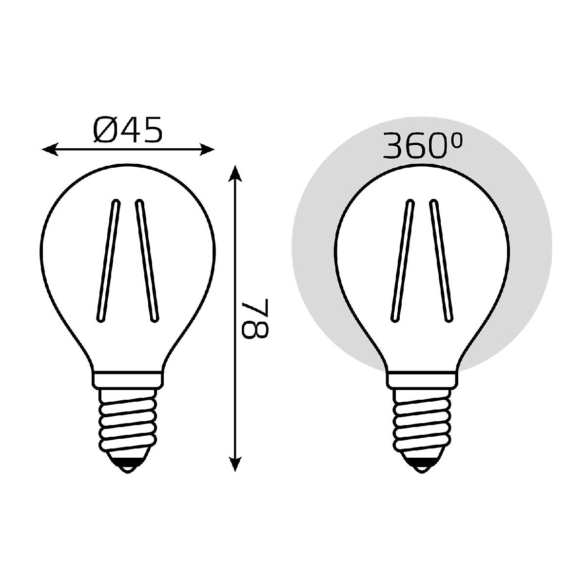 лампа светодиодная gauss filament elementary e14 12w 4100k 52122