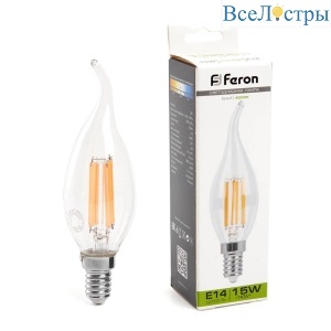 Лампа светодиодная Feron E14 15W 4000K Свеча на ветру Матовая 38263