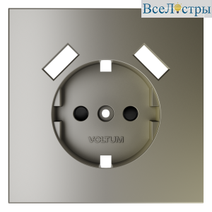 Накладка для розетки с заземлением и защитными шторками, с USB A+A Voltum S70 (шелк) VLS000904