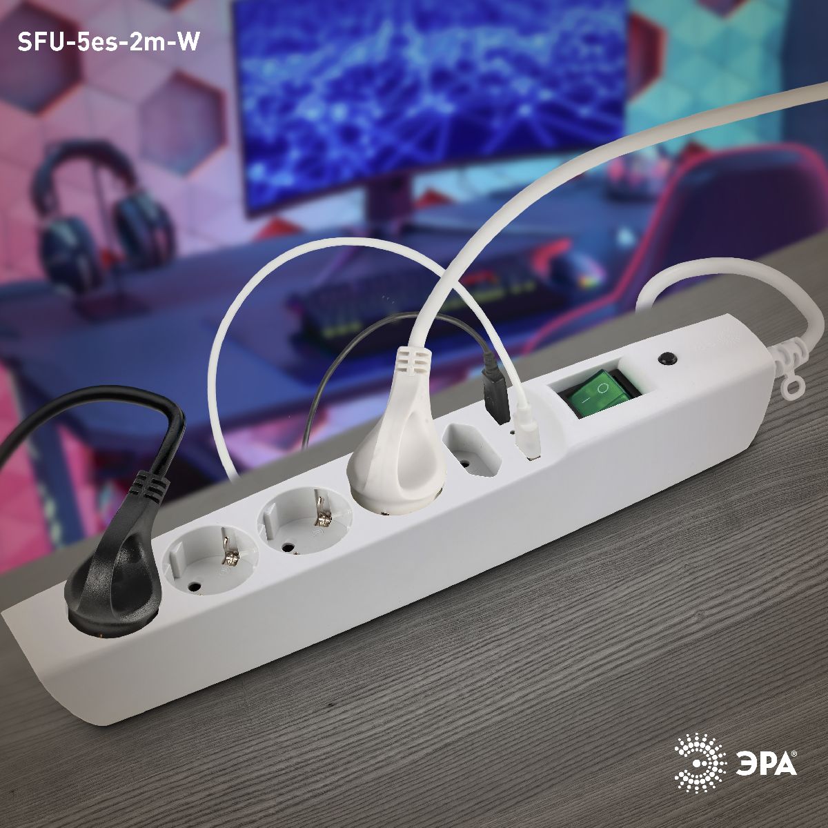 сетевой фильтр эра sfu-5es-2m-w c0043327