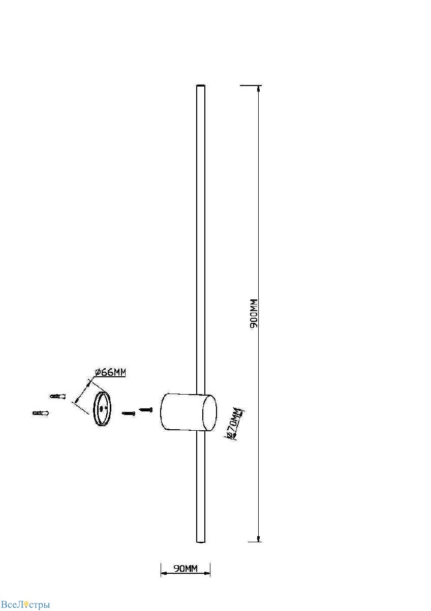 настенный светильник maytoni light stick mod237wl-l11bs3k