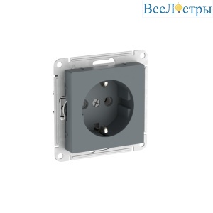 Розетка с заземлением, 16А, мех., быстрозажим. Клем Systeme Electric AtlasDesign Грифель