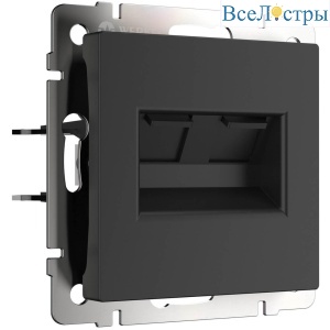 Розетка Werkel двойная Ethernet RJ-45 черный матовый W1182208 4690389157004