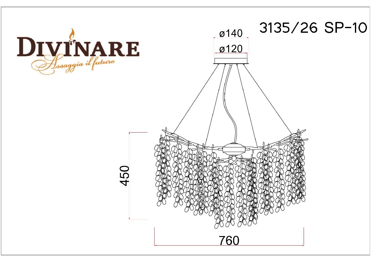 подвесная люстра divinare salice 3135/26 sp-10