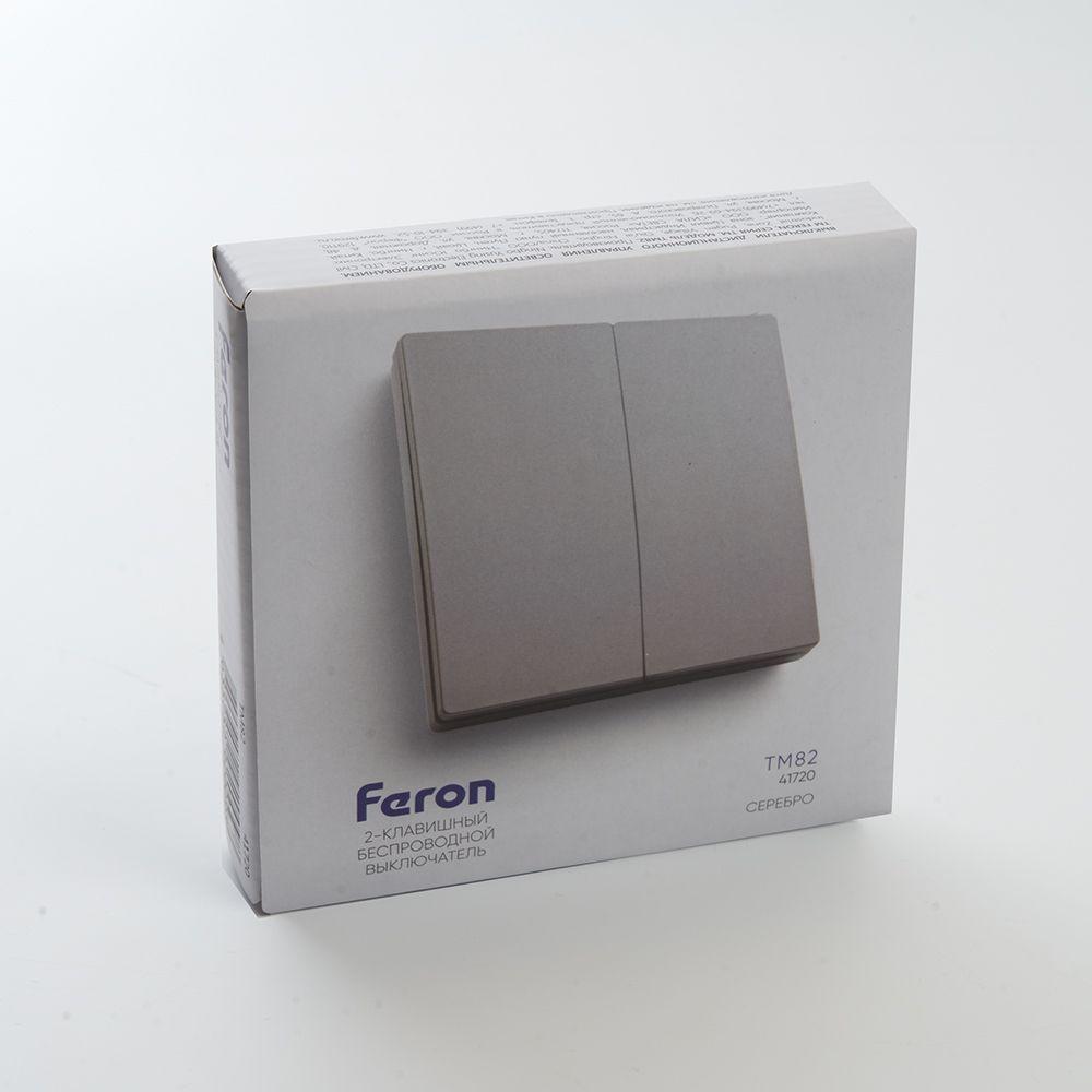 выключатель двухклавишный беспроводной feron smart серебро tm82 41720