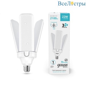 Лампа светодиодная Gauss E27 22W 4000K матовая 11732222
