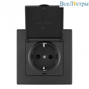 Комплект розетки с/з и шторками, защитной крышкой и рамкой Arte Milano SET06-1-41-1 black