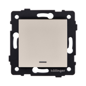 Выключатель 1-клавишный перекрестный 10А/250В с LED подсветкой, золотой Kollinger REA-S-015GD для Aspekt, Eleganz, Reflex