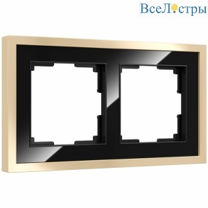 Рамка на 2 поста Werkel Baguette черный-латунь 4690389185786 W0022852 a060240