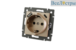Механизм розетки с USB зарядкой Arlight SCT-MUAC-PL-GD-V (250V, 16A) 049832
