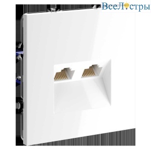 Розетка компьютерная встраиваемая Voltum S70 двойная RJ45+RJ45 кат.6, (белый глянцевый) VLS060201