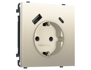 Комплект механизма электрической розетки SIGMA Шёлк 2USB A+C 20W Ambrella Volt MS550010 (SP5500, PR160)